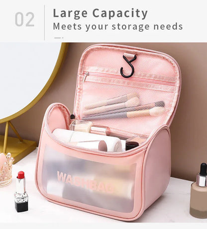 PVC Transparent Cosmetic Bag,Waterproof Portable Travel Organizer with Handle(white) - Mekamart Australia