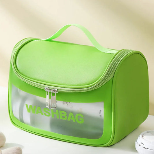 PVC Transparent Cosmetic Bag,Waterproof Portable Travel Organizer with Handle(Green) - Mekamart Australia