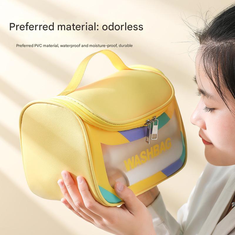 PVC Transparent Cosmetic Bag,Waterproof Portable Travel Organizer with Handle(Green) - Mekamart Australia