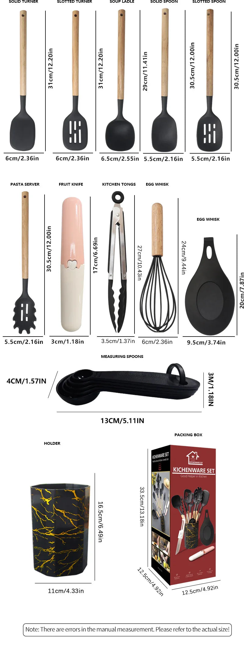 Black 12-Piece Silicone Cooking Utensil Set - Non-Stick Food-Grade Kitchen Tools with Holder - Mekamart Australia