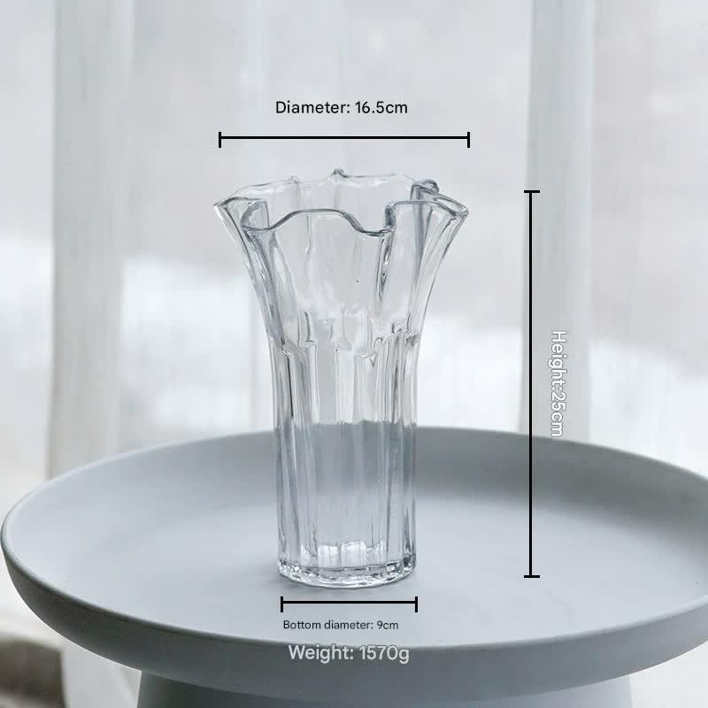 Nordic-Style Glass Vase - Elegant Fluted Flower Vase for Home Decor(Transparent) - Mekamart Australia