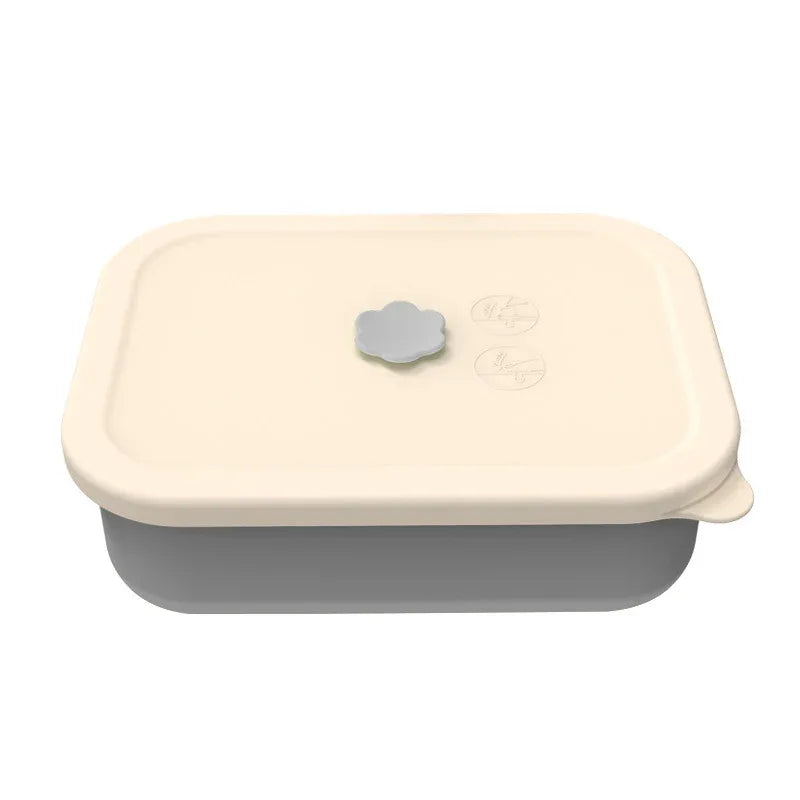 Gray Microwave-Safe Silicone Lunch Box with 4 Compartments - Airtight Bento Box for Work and Travel - Mekamart Australia