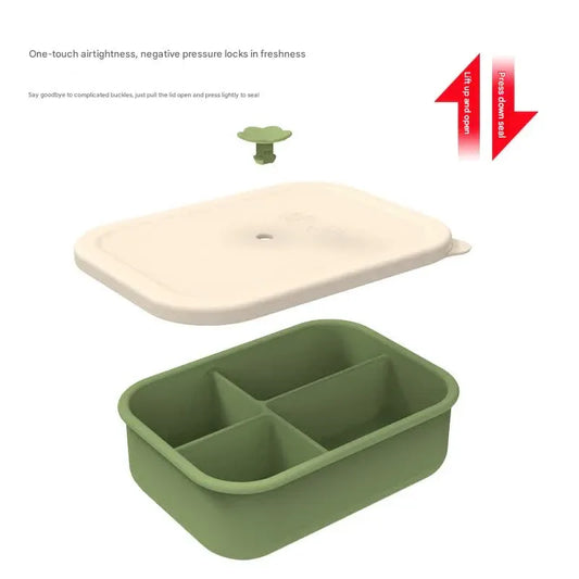 Gray Microwave-Safe Silicone Lunch Box with 4 Compartments - Airtight Bento Box for Work and Travel - Mekamart Australia