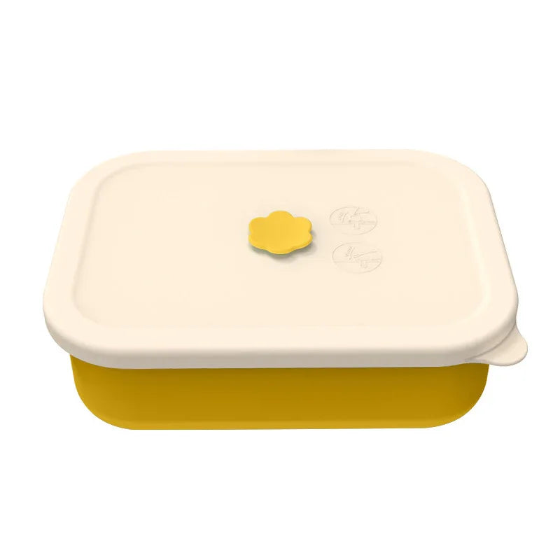 Yellow Microwave-Safe Silicone Lunch Box with 4 Compartments - Airtight Bento Box for Work and Travel - Mekamart Australia