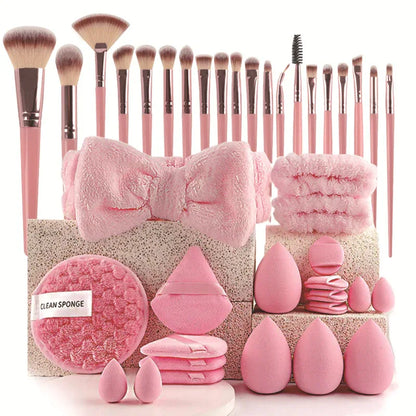 40-Piece Ultimate Beauty Tool Kit for Face Cleansing and Makeup(pink) - Mekamart Australia