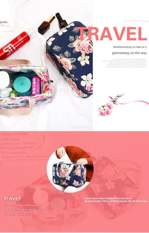 Versatile Portable Handled Bag - Durable Waterproof Fabric, Ideal for Toiletries, Lunch & Travel(Leaves) - Mekamart Australia