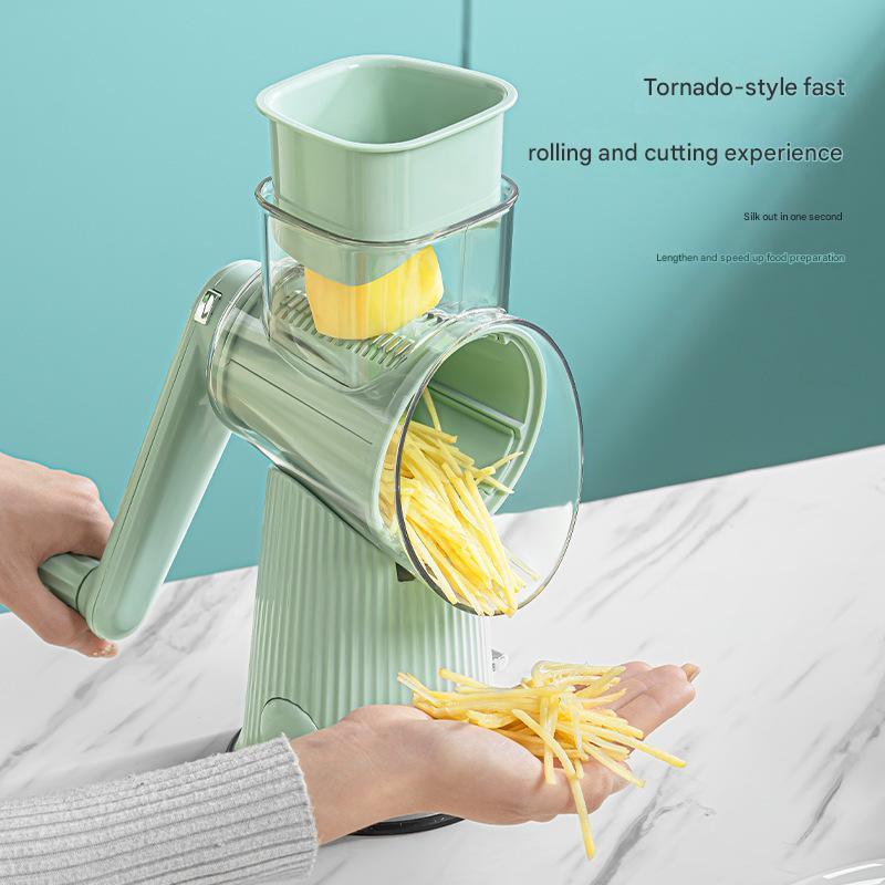 Multi-Function Rotary Vegetable Slicer & Grater - 5 Blade Types (10 Pcs Total) with Storage Box-green - Mekamart Australia