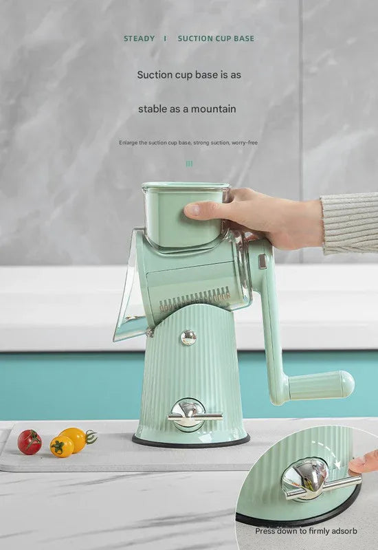 Multi-Function Rotary Vegetable Slicer & Grater - 5 Blade Types (10 Pcs Total) with Storage Box-green - Mekamart Australia