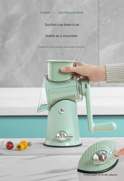 Multi-Function Rotary Vegetable Slicer & Grater - 5 Blade Types (10 Pcs Total) with Storage Box-green - Mekamart Australia