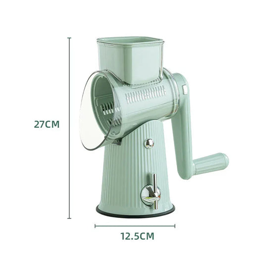 Multi-Function Rotary Vegetable Slicer & Grater - 5 Blade Types (10 Pcs Total) with Storage Box-white - Mekamart Australia