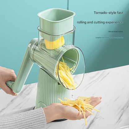 Multi-Function Rotary Vegetable Slicer & Grater - 5 Blade Types (10 Pcs Total) with Storage Box-white - Mekamart Australia