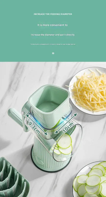Multi-Function Rotary Vegetable Slicer & Grater - 5 Blade Types (10 Pcs Total) with Storage Box-white - Mekamart Australia