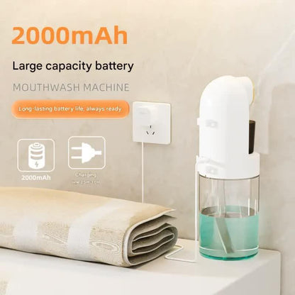 Smart Automatic Mouthwash Dispenser - 4 Adjustable Levels, LED Display, 2000mAh Battery & Magnetic Cups(white) - Mekamart Australia