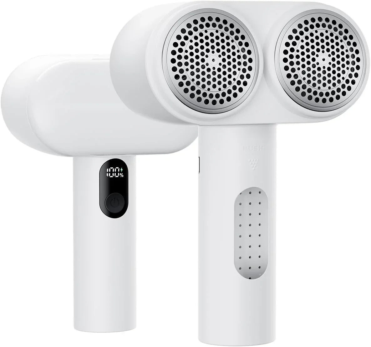 Dual-Head Electric Lint Remover - USB-C Rechargeable, LED Display, 3-Size Honeycomb Mesh(White) - Mekamart Australia