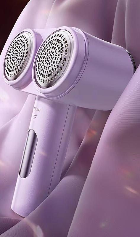 Dual-Head Electric Lint Remover - USB-C Rechargeable, LED Display, 6-Size Honeycomb Mesh(Purple) - Mekamart Australia