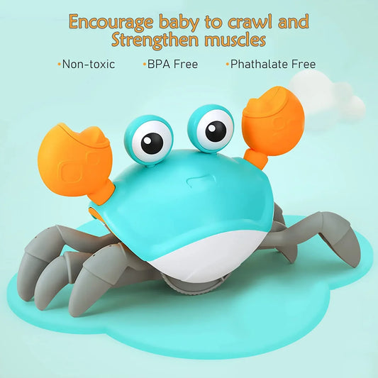 Interactive Crawling Crab Baby Toy with Music, Lights & Obstacle Avoidance(green) - Mekamart Australia