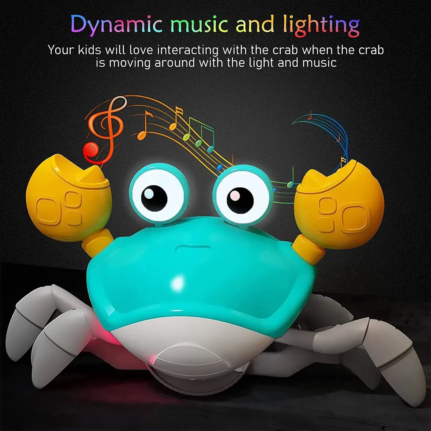 Interactive Crawling Crab Baby Toy with Music, Lights & Obstacle Avoidance(green) - Mekamart Australia