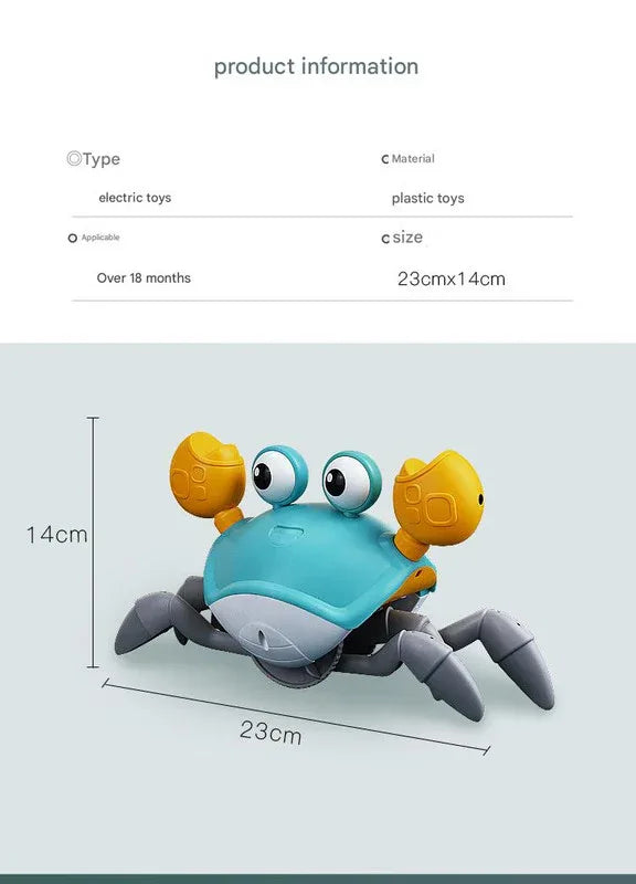 Interactive Crawling Crab Baby Toy with Music, Lights & Obstacle Avoidance(Orange) - Mekamart Australia