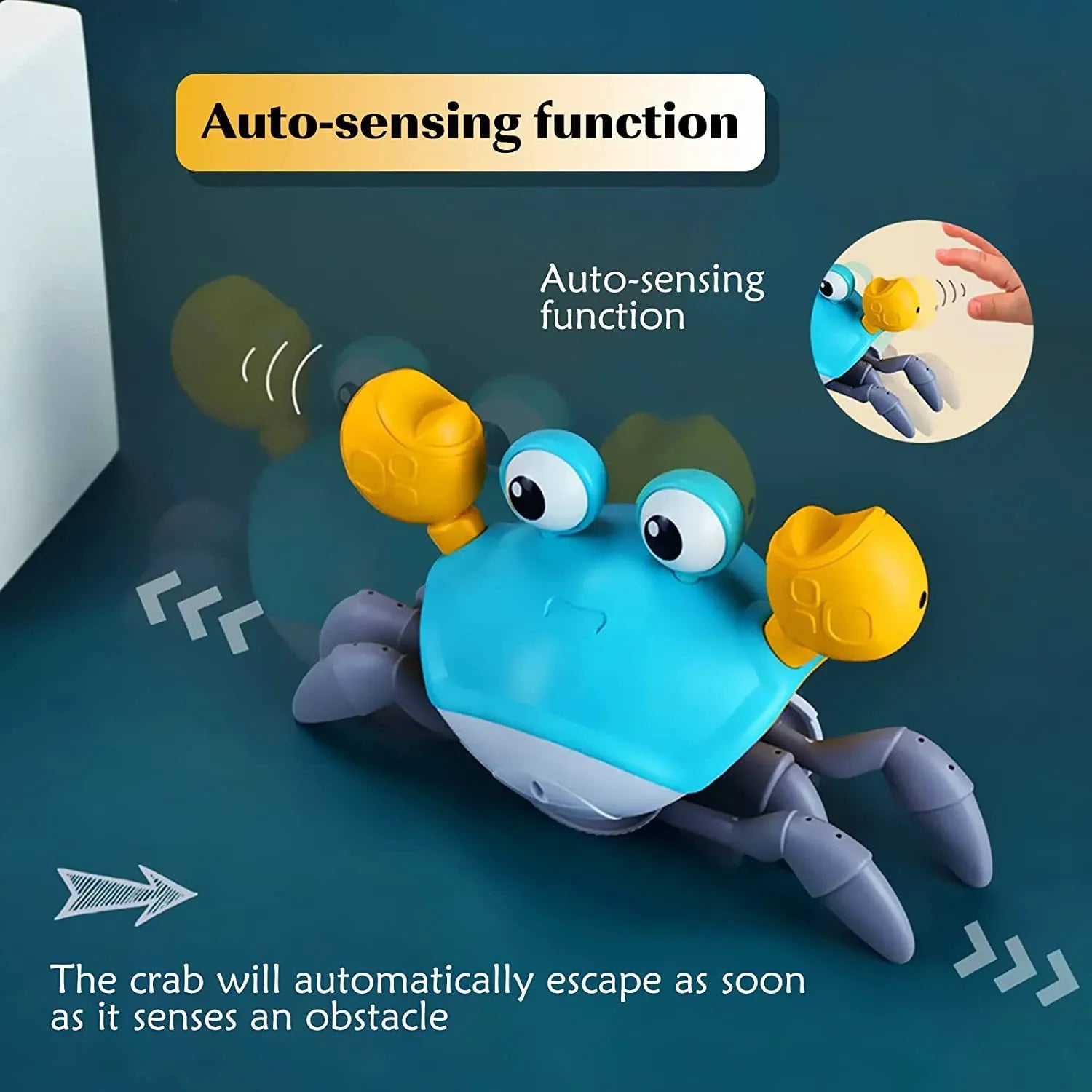 Interactive Crawling Crab Baby Toy with Music, Lights & Obstacle Avoidance(Pink) - Mekamart Australia