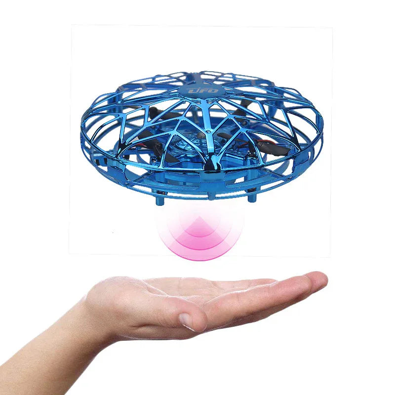 Hand-Controlled UFO Mini Drone with LED Lights & Obstacle Avoidance(blue) - Mekamart Australia