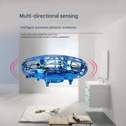 Hand-Controlled UFO Mini Drone with LED Lights & Obstacle Avoidance(blue) - Mekamart Australia
