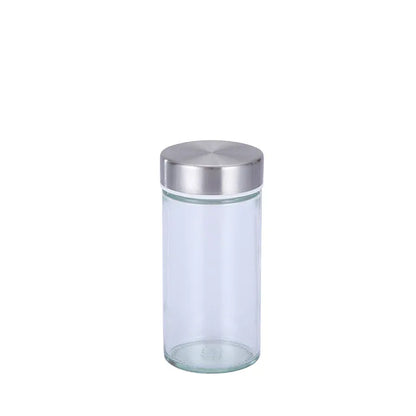 Modern stainless steel rounded corner rotating spice rack with 16 empty glass jars (88 ml each) - Mekamart Australia