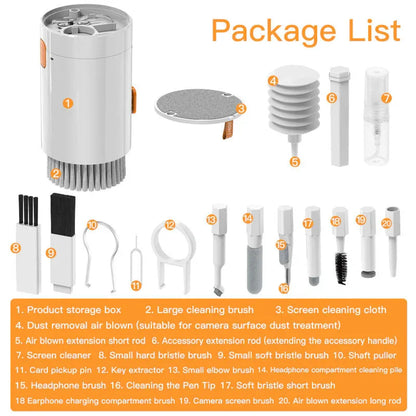 White 20-in-1 Electronics Cleaning Kit - Keyboard, Earphone, Camera, Laptop Cleaner Set - Mekamart Australia