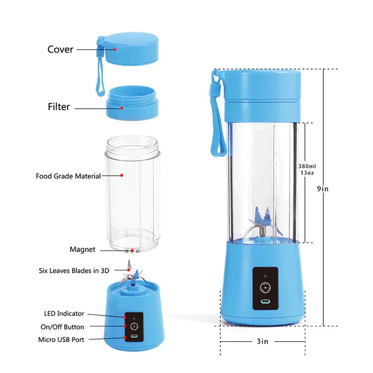 Green Portable Blender USB Rechargeable - Personal Size Smoothie Maker On The Go - Mekamart Australia