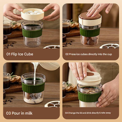 2-in-1 Ice Cube Maker Tumbler - Portable Cup with Integrated Silicone Ice Tray & Lid (1 cup + 3 ice tray) - Mekamart Australia