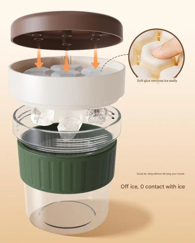2-in-1 Ice Cube Maker Tumbler - Portable Cup with Integrated Silicone Ice Tray & Lid (1 cup + 3 ice tray) - Mekamart Australia