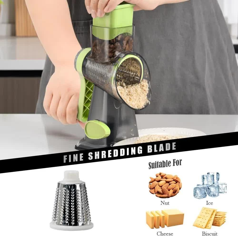 White Rotary Cheese Grater & Vegetable Slicer - Manual Shredder with 3 Interchangeable Drums - Mekamart Australia