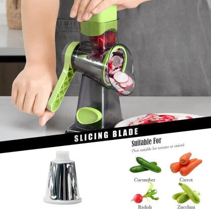 White Rotary Cheese Grater & Vegetable Slicer - Manual Shredder with 3 Interchangeable Drums - Mekamart Australia