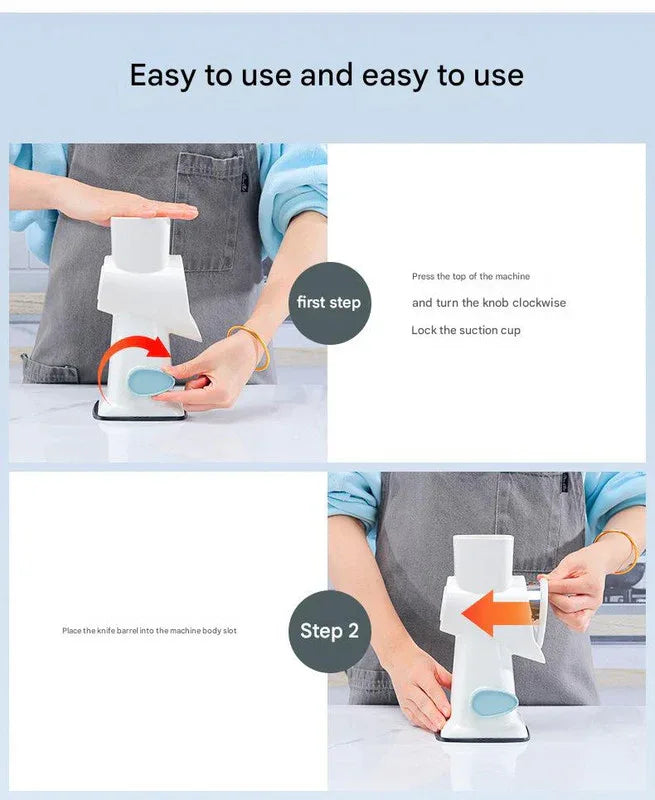 Green Rotary Cheese Grater & Vegetable Slicer - Manual Shredder with 3 Interchangeable Drums - Mekamart Australia