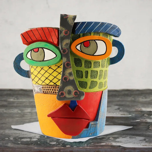 Abstract Face Planter Pot - Artistic Resin Decor for Succulents & Plants (Colorful models - 12.5*12*9CM) - Mekamart Australia