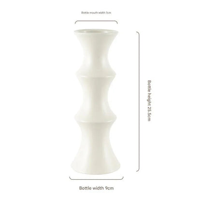 Matte White Ceramic Vase - Unique Bamboo Shape Design (25.5x9x7cm) - Mekamart Australia