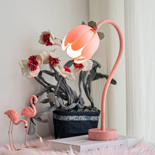 Pink LED Tulip Desk Lamp - Flexible Gooseneck, Decorative Flower Table Light - Mekamart Australia