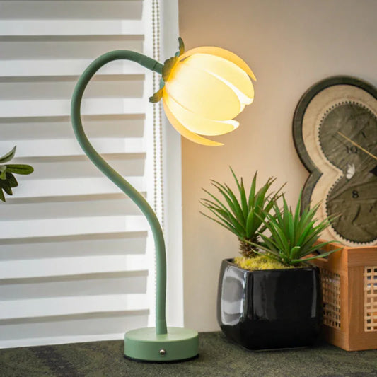 Green LED Tulip Desk Lamp - Flexible Gooseneck, Decorative Flower Table Light - Mekamart Australia