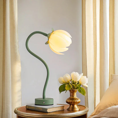 Green LED Tulip Desk Lamp - Flexible Gooseneck, Decorative Flower Table Light - Mekamart Australia