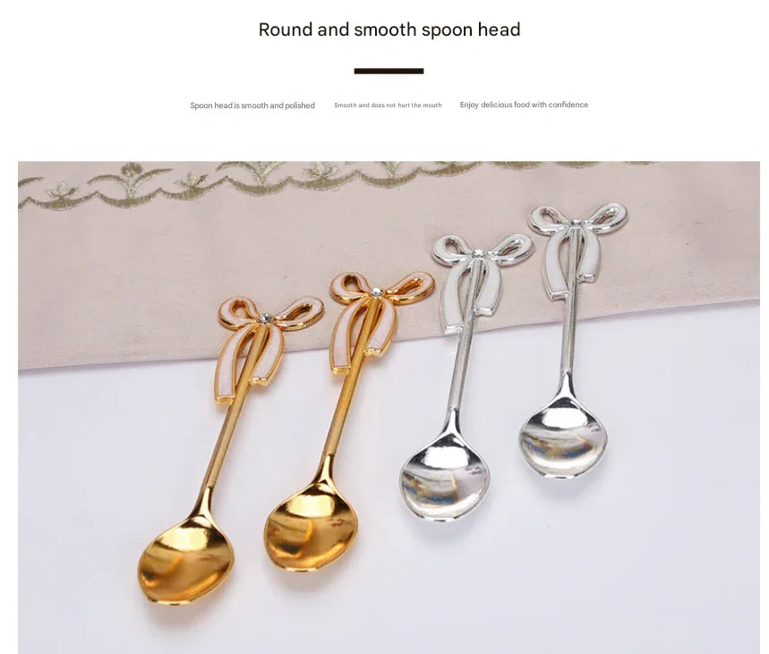 Elegant Swan Base Spoon Holder Set with 6 Coffee/Dessert Spoons(Silver spoon) - Mekamart Australia