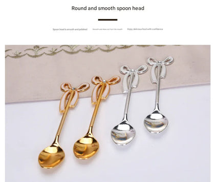 Elegant Swan Base Spoon Holder Set with 6 Coffee/Dessert Spoons(Silver spoon) - Mekamart Australia