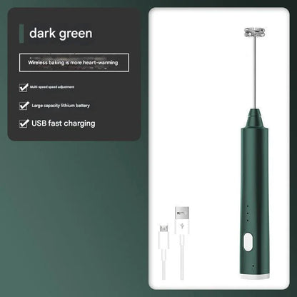 Green Cordless Drink Mixer & Frother Wand - USB Powered(Spring bubbler head) - Mekamart Australia