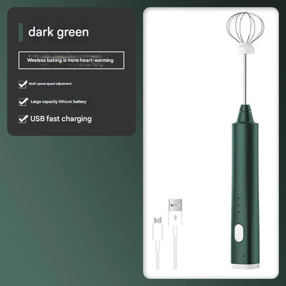 Green Cordless Egg Beater & Cream Whipper - USB Powered Hand Mixer(Balloon Head) - Mekamart Australia