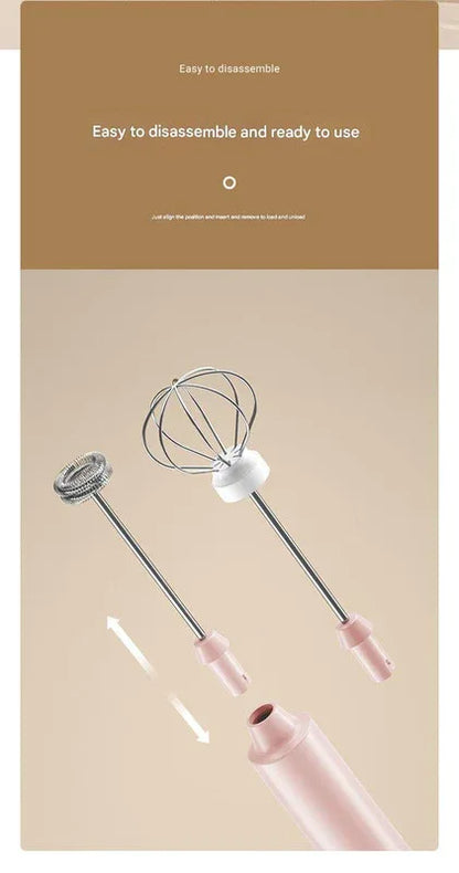 Pink Cordless Egg Beater & Cream Whipper - USB Powered Hand Mixer(Balloon Head) - Mekamart Australia