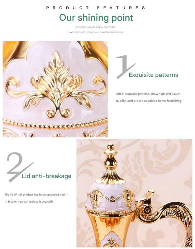 Elegant Gold Metal Serving Set - Decanter, 6 Cups, Tray (Silver) - Mekamart Australia