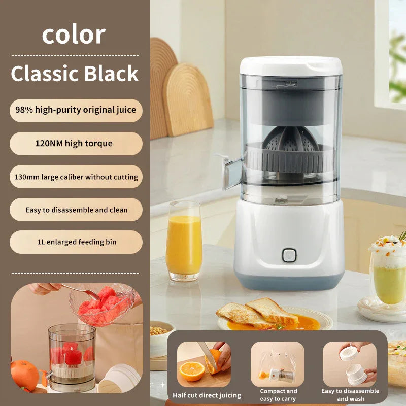 Gray Electric Citrus Juicer Press - Portable, Large Caliber, One-Click Operation(7.4v1600mAh battery) - Mekamart Australia
