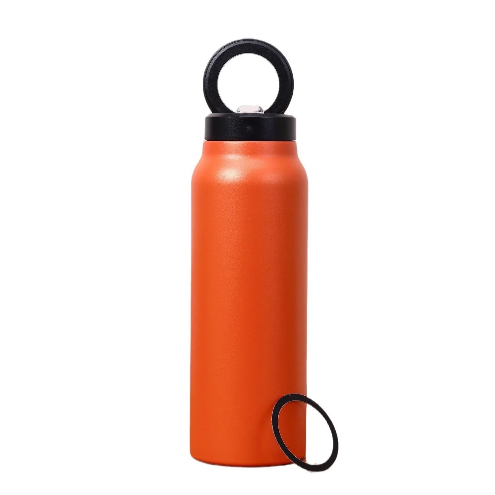 Stainless Steel Insulated Water Bottle with Integrated Magnetic Phone Stand - Orange (24oz) - Mekamart Australia