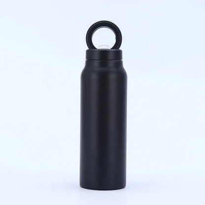Stainless Steel Insulated Water Bottle with Integrated Magnetic Phone Stand - Black (32oz) - Mekamart Australia