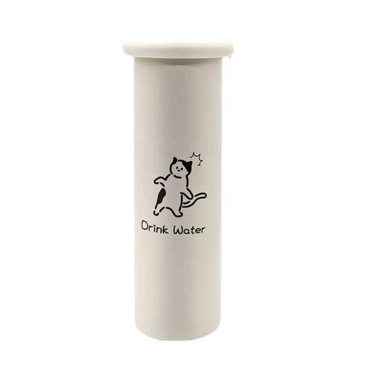 Mini Insulated Coffee Cup - 316 Stainless Steel, Portable & Stylish - White Kitten (300ml+cup brush) - Mekamart Australia
