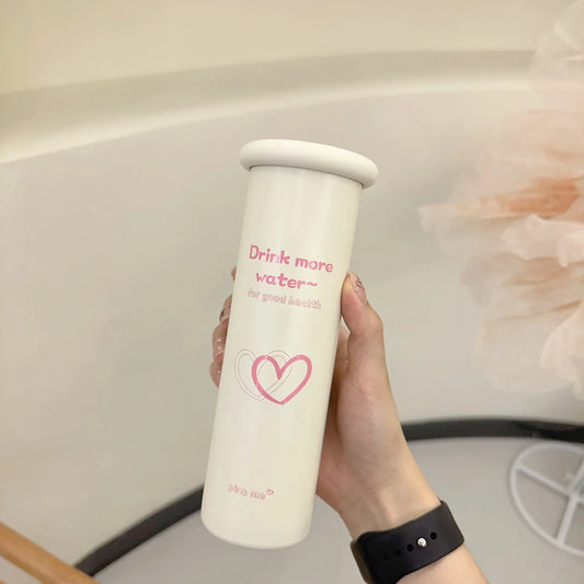 Mini Insulated Coffee Cup - 316 Stainless Steel, Portable & Stylish - Pink love (300ml+cup brush) - Mekamart Australia