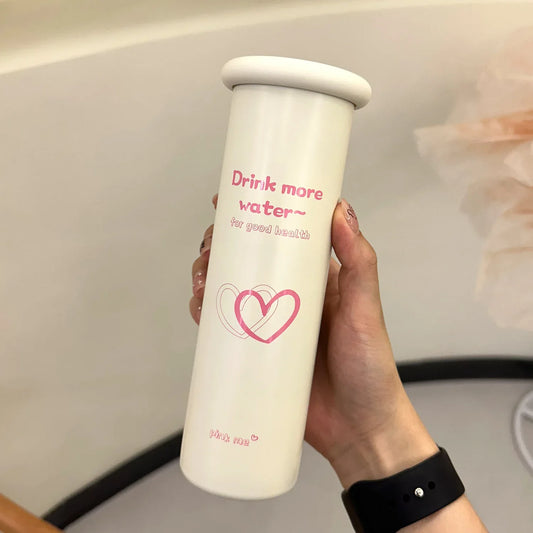 Mini Insulated Coffee Cup - 316 Stainless Steel, Portable & Stylish - Pink love (300ml+cup brush) - Mekamart Australia